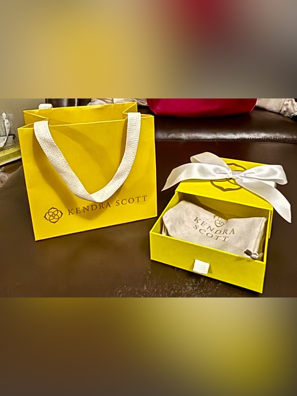Kendra Scott Yellow Gift Box, Yellow Gift Bag, and Grey Pouch Gifting Set of 3